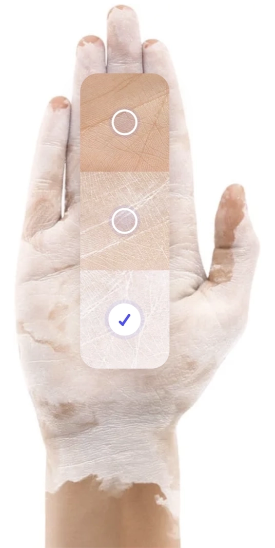 Hand mit ausreichender Benetzung